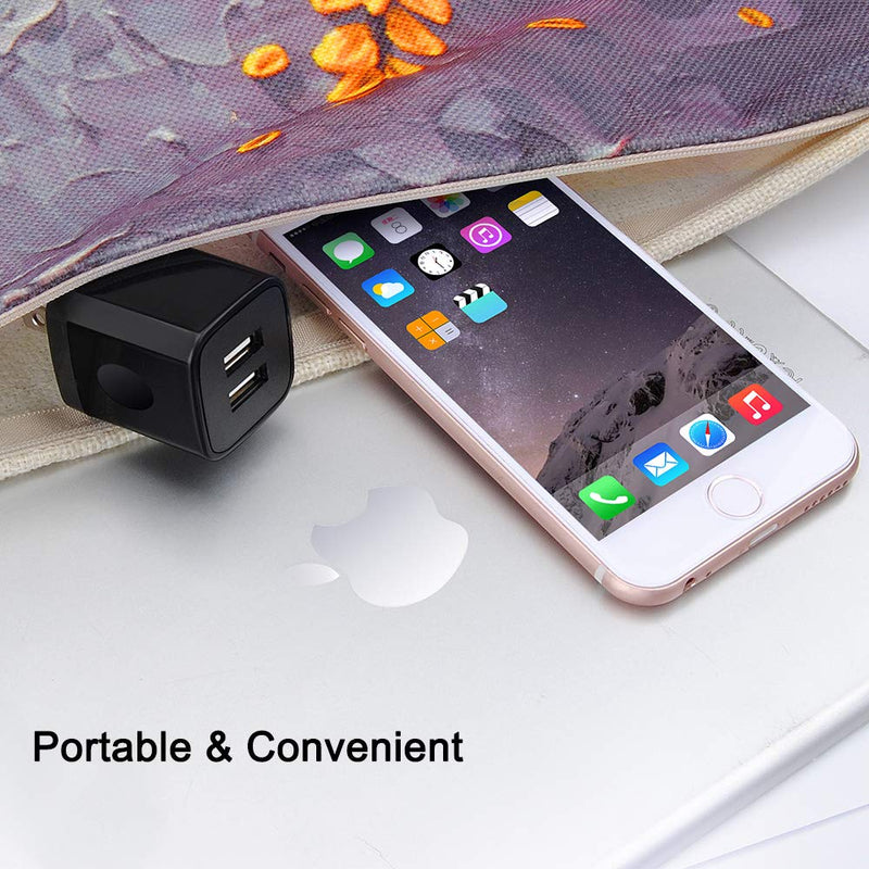 [Australia - AusPower] - Wall Charger, Charging Block, UorMe 5-Pack 2.1Amp 5V Dual Port USB Power Adapter Plug Cube Compatible Phone 13 12 11 Xs Max XR X, Pad Mini/Air,Samsung S22 S22+ S22 Ultra S21 S20 FE S20+, G8 K31 Q60 G8 5 Pure Black 