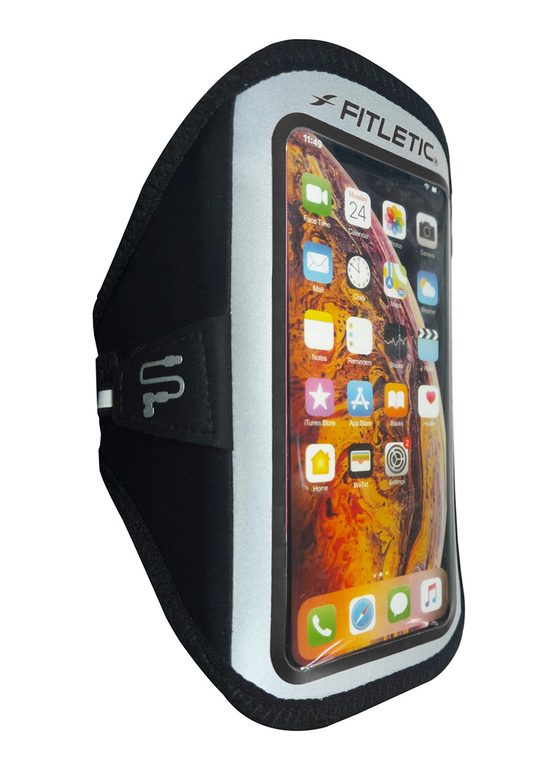 [Australia - AusPower] - Fitletic Forte Plus Phone Armband for Running Hiking Exercise Wallet with Zipper Water Resistant iPhone and Galaxy Compatible Black S/M 