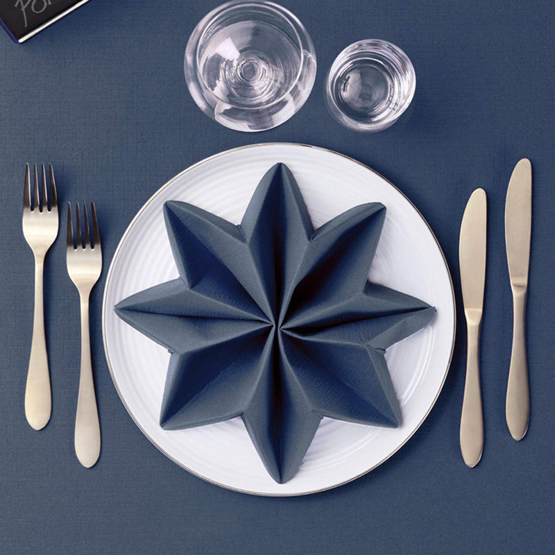 [Australia - AusPower] - KMAKII Navy Blue Disposable Dinner Napkins Linen-Feel Colored Paper Napkins Premium Cloth Like Napkins Ideal For Restaurant, Events, Weddings&Party,50 Pack 16 x 16 inches 