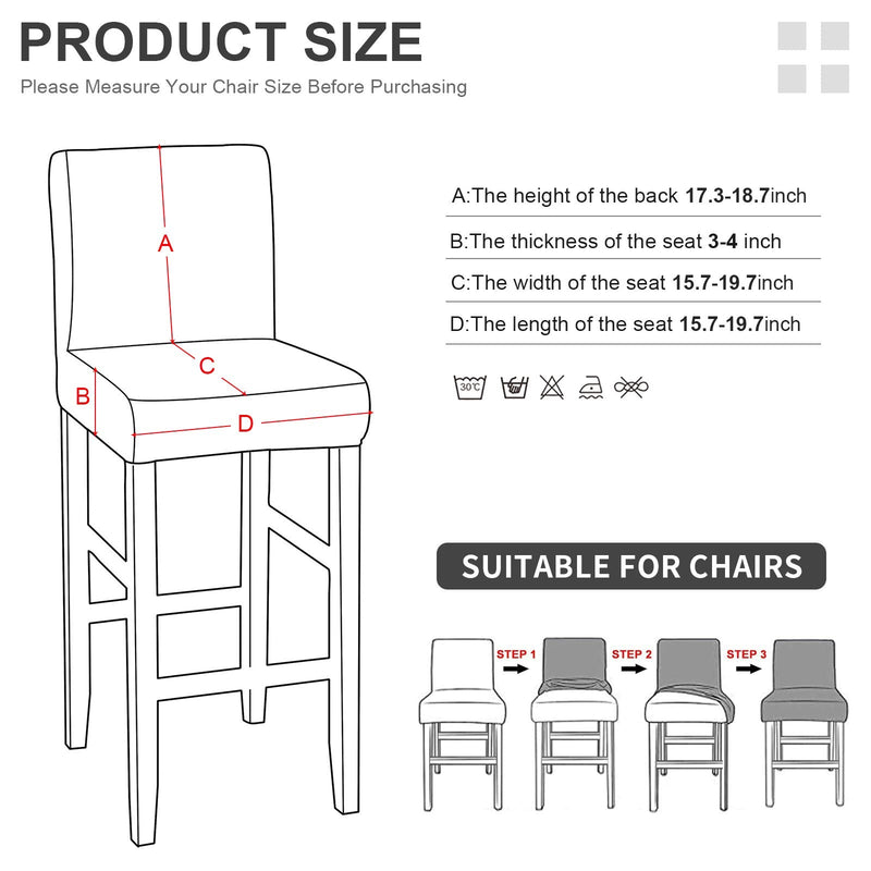 [Australia - AusPower] - SearchI Stretch Bar Stool Covers Set of 4, Stretch Removable Washable Printed Bar Stool Chair Covers, Counter Height Chairs Covers for Kitchen Dining Room Cafe Furniture Rhombus Grey 