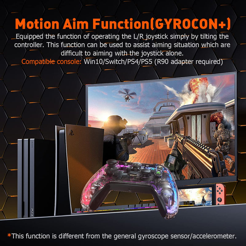 [Australia - AusPower] - PC Controller, BIGBIG WON Rainbow Wired Game Controller RGB Light, Custom Back Button, Motion Aim, Dual Motor, Linear Trigger, 3.5mm Audio PC Gaming Controller for Win11&10 Controller for Switch - 1pc 