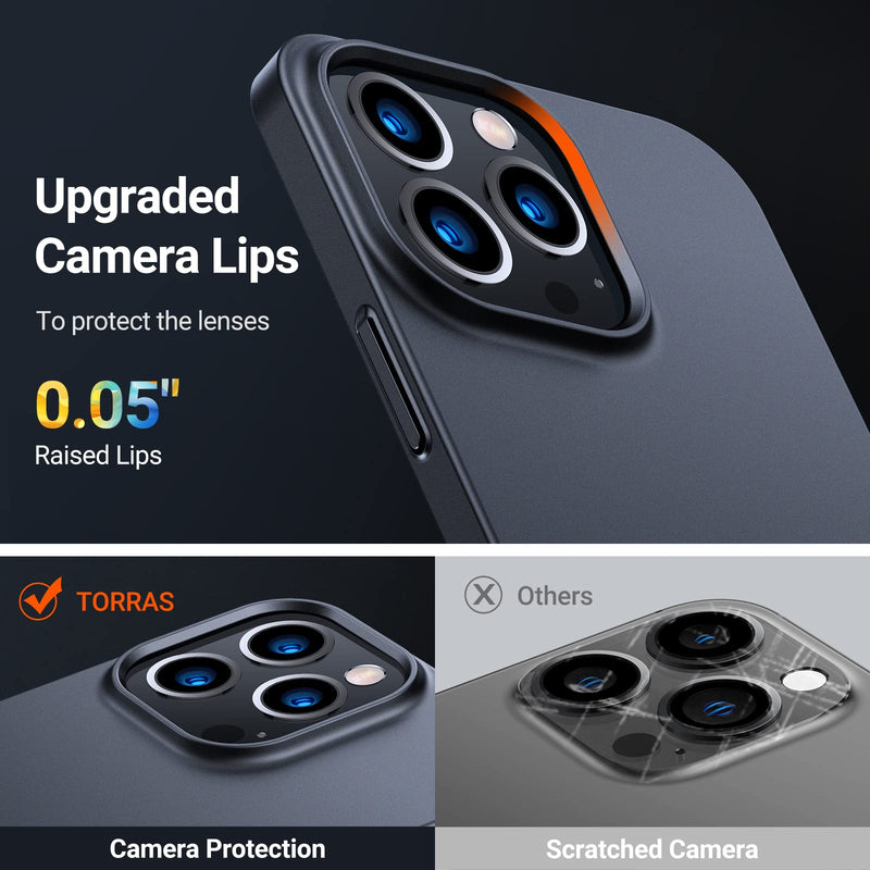 [Australia - AusPower] - TORRAS Slim Fit iPhone 13 Pro Max Case, Ultra-Thin 13 Pro Max Case Black, Lightweight Hard PC Cover with Smooth Grip Phone Cases for iPhone 13 Pro Max Phone Case 6.7 inch, Space Black 