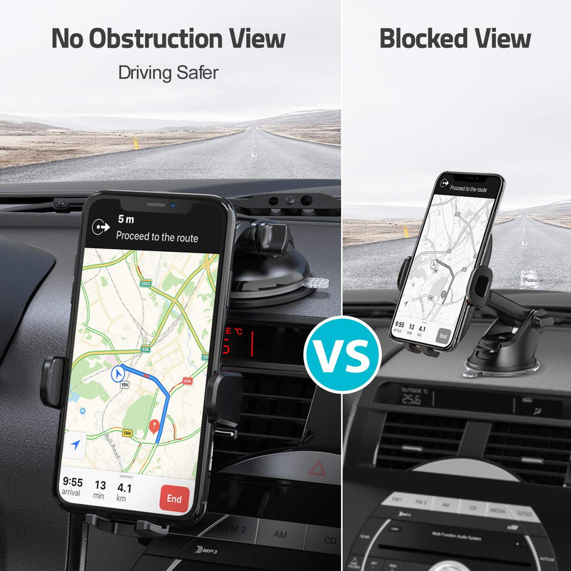 [Australia - AusPower] - Nulaxy Phone Holder for Car, No Obstruction View Dashboard Windshield Car Phone Mount Strong Suction with Extra Gel Pad for iPhone 11 Pro Max/11/XS Max, Galaxy S10, Google Pixel 3 XL Other 4.7''- 6.5“ 
