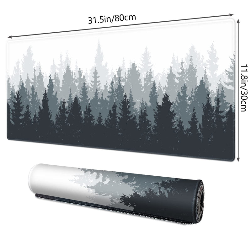 [Australia - AusPower] - Galdas Gaming Mouse Pad Forest Background Pattern XXL XL Large Mouse Pad Mat Long Extended Mousepad Desk Pad Non-Slip Rubber Mice Pads Stitched Edges Thin Pad (31.5x11.8x0.12 Inch)-Tree Tree 