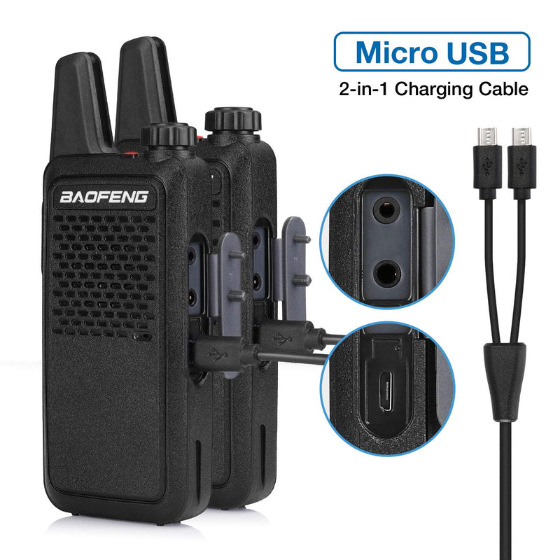 [Australia - AusPower] - BAOFENG GT-22 FRS Two Way Radio License Free, 1500mAh Battery, Handsfree Rechargeable Portable Walkie Talkie, 16 CH VOX, Micro USB Charging with Earpiece, 2PCS 