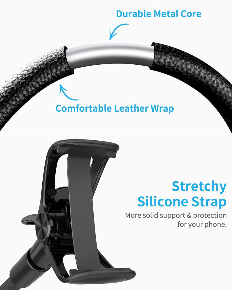 [Australia - AusPower] - Gooseneck Phone Mount Holder - SAIJI Flexible Long Arm 360 Adjustable Ball Head for Bed, Lazy Bracket Clamp Desk Stand, Compatible with Cell Phone 12 11 Pro Max XR 8 Plus, Overall Length 37.4in(Black) Black 
