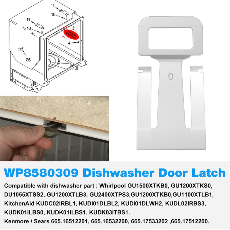 [Australia - AusPower] - WP8580309 Dishwasher Door Latch Strike FOR Whirlpool Kenmore Dishwasher 8580309,8269111,1181203,AH1156352,EA1156352,PS1156352 