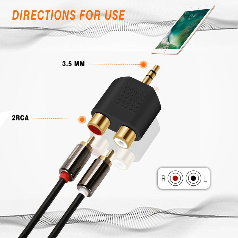 [Australia - AusPower] - 3.5 mm TRS to Dual RCA F (2-Pack),ANDTOBO 3.5mm Stereo Male to Dual RCA Female Audio Breakout Adapter 