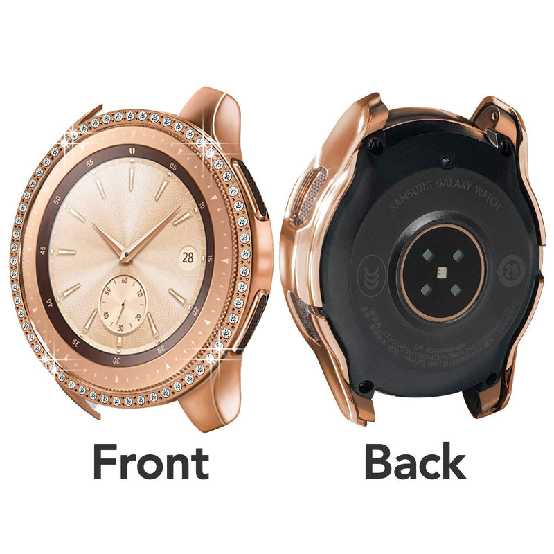 [Australia - AusPower] - Yolovie Case Compatible with Samsung Galaxy Watch 42mm (SM-810 ) 2018 , Bling Crystal Rhinestone Bumper Shell Plated PC Protective Face Cover Shiny Diamond Cases Women Girl (42mm Rose Gold) For Galaxy Watch 42mm 