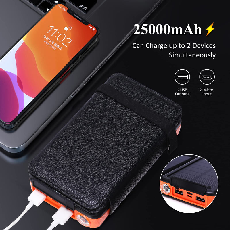 [Australia - AusPower] - FODITGLO Solar Phone Charger – Power Bank Solar with 4 Panels - 25000mAh Solar Portable Charger with Li-Polymer Battery – 6W/1.2A Solar Chargers for Electronic Devices - 6.1 x 3.3 x 1.37-inch 