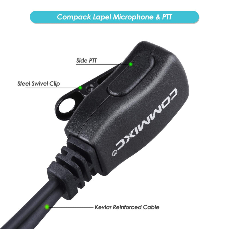 [Australia - AusPower] - COMMIXC (2 Pack) Walkie Talkie Earpiece, 3.5mm/2.5mm 2-Pin G Shape Walkie Talkie Headset with PTT Mic, Compatible with Kenwood Bao Feng Two-Way Radios 