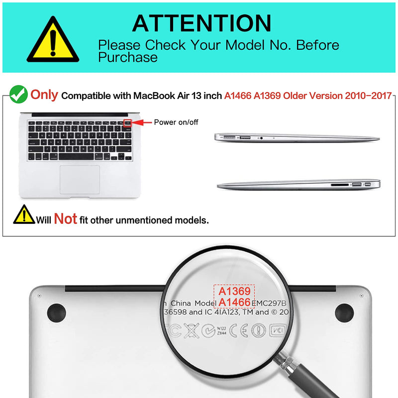 [Australia - AusPower] - MOSISO Compatible with MacBook Air 13 inch Case (Models: A1369 & A1466, Older Version 2010-2017 Release), Protective Plastic Hard Shell Case & Keyboard Cover & Screen Protector, Black 