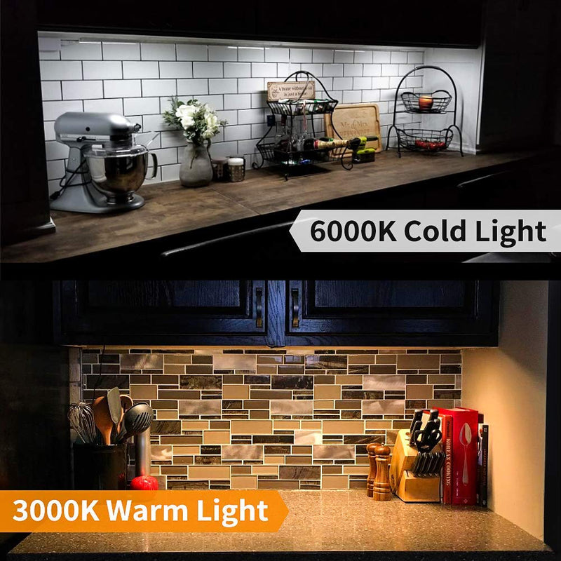 [Australia - AusPower] - LED Under Cabinet Lighting, Under Counter Lighting with Touch Activated and 33 LED Chips Plug-in LED Light Bar for Kitchen, Cupboard, Shelf, Closet (Warm Light 3000K) Black-3000k(warm Light) 