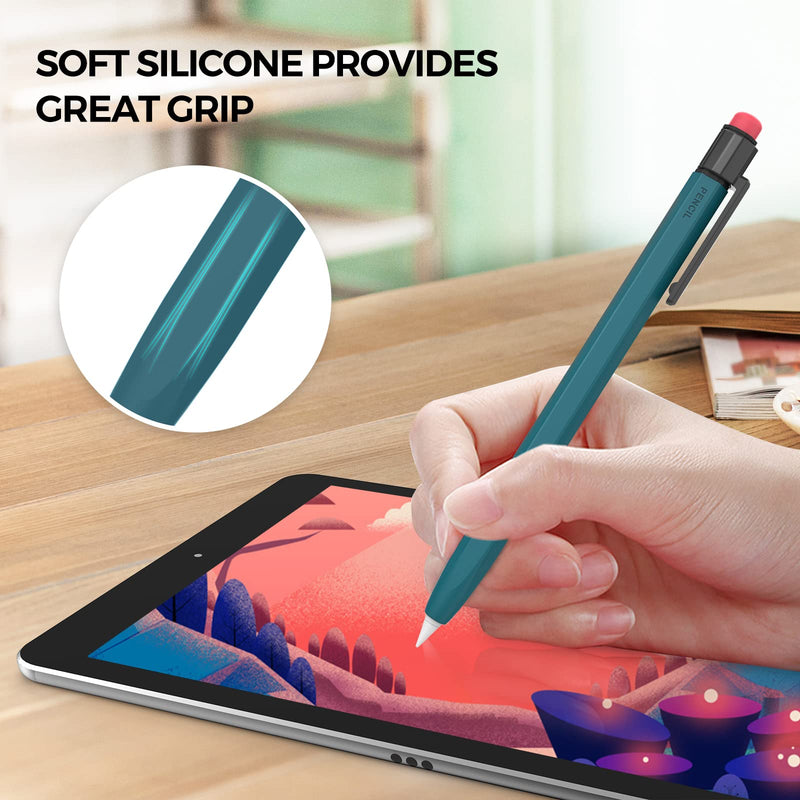[Australia - AusPower] - TRONWIN iPencil Case for Apple Pencil 1st Generation Sleeve Silicone Protective Cover Perfect Grip Skin Classic Design with Sturdy Clip Compatible with Apple Pencil 1st Generation (Deep Green) Deep Green 