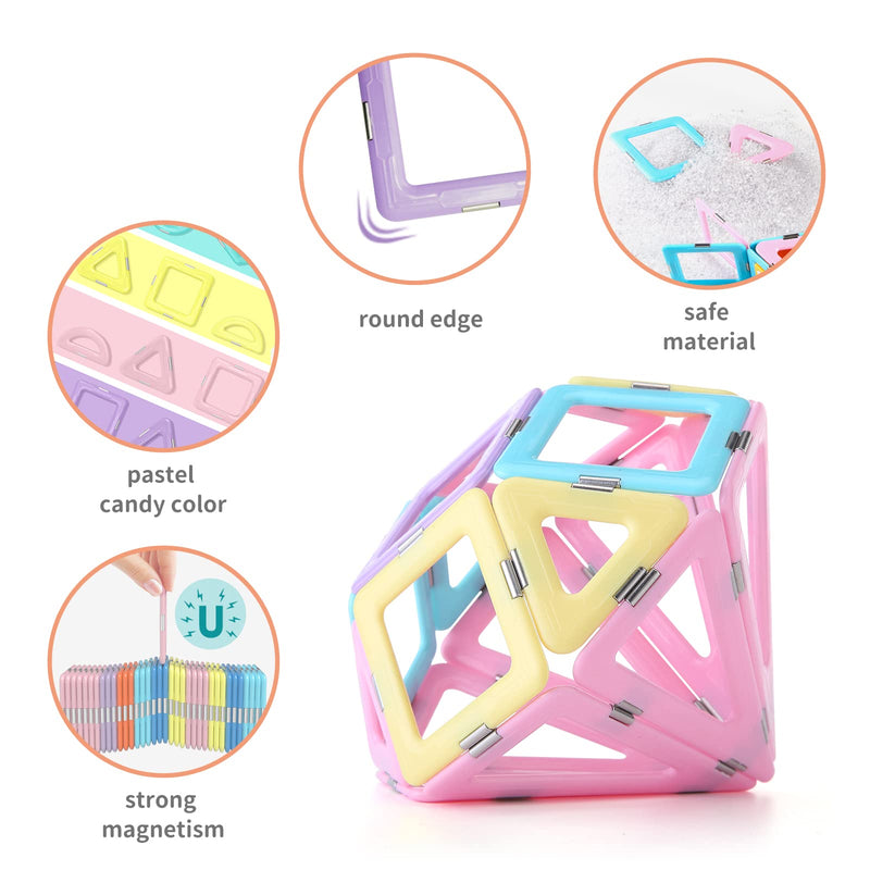 [Australia - AusPower] - Magnetic Tiles 80pcs Magnet Building Blocks Set Creative Stacking Toys for Kids, 3D DIY Construction Kit Preschool Child Montessori Toys STEM Learning Toys Gifts for Girls Boys 3 4 5 6 7 Years 80 