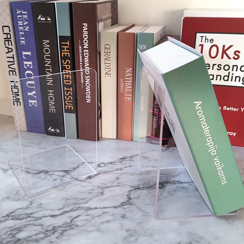 [Australia - AusPower] - Bookend, DRLIFE Clear Acrylic Bookends for Shelves, Book End, Book Stopper for Heavy Duty Books, CDs, Video Games (1 Pair/2 Pieces) 