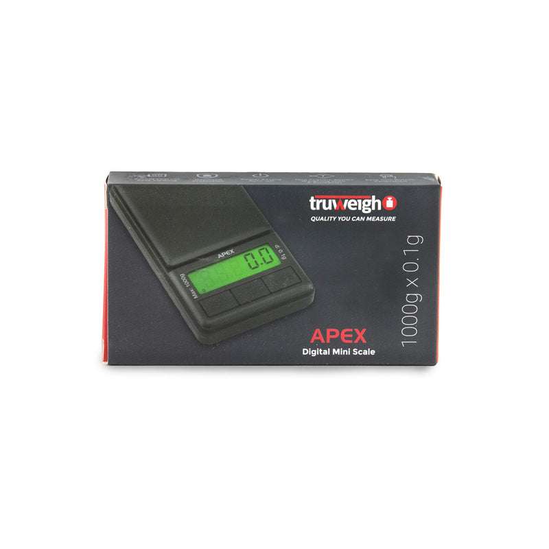 [Australia - AusPower] - Truweigh APEX Digital Mini Scale - (1000g x 0.1g - Black) - Digital Travel Scale - Mini Digital Scale - Small Pocket Size Scale - Traveling Scales Digital Weight - Travel Digital Kitchen Scale 