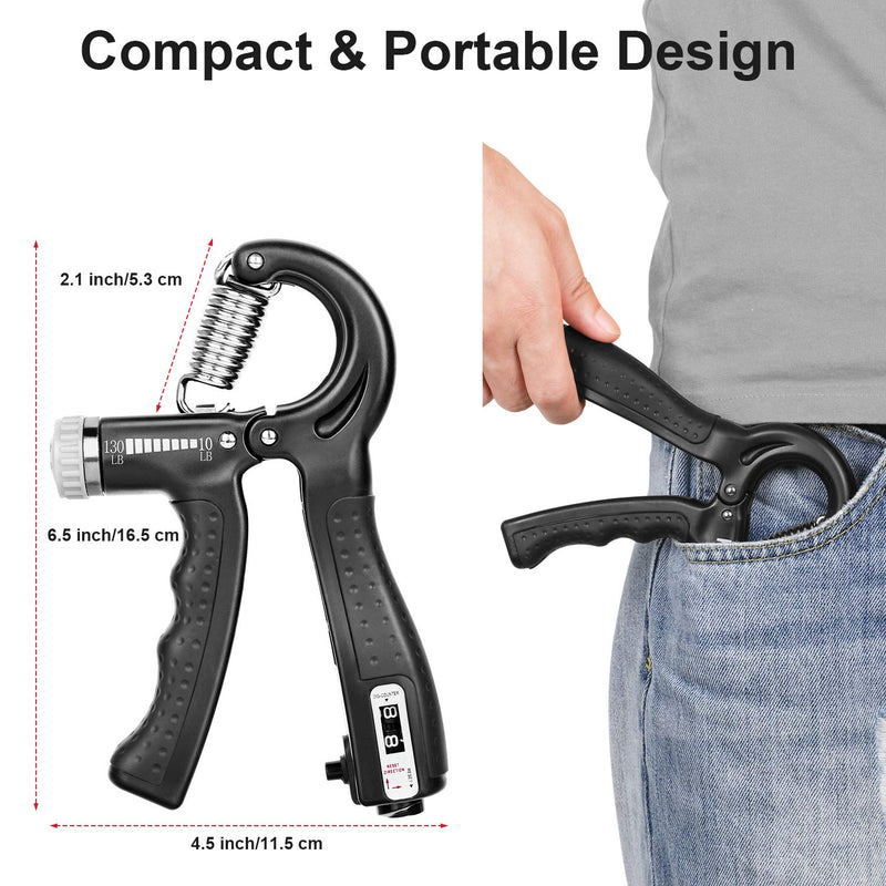 [Australia - AusPower] - KDG Hand Grip Strengthener 2 Pack Adjustable Resistance 10-130 lbs Forearm Exerciser，Grip Strength Trainer for Muscle Building and Injury Recovery for Athletes 