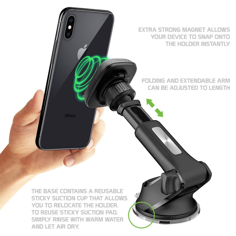 [Australia - AusPower] - Cellet Magnetic Windshield & Dash Car Mount, Phone Holder, Desk Stand, Cradle with Extendable Arm Compatible with iPhones Samsung Galaxy, Note, Moto, LG, Nokia Google Pixel Phones MAGNETIC HOLDER DASH/WINDOW 