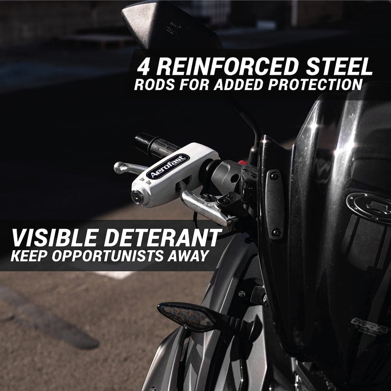 [Australia - AusPower] - Throttle Motorcycle Locks Anti Theft Handlebar Lock by Aerofast. Best Heavy Duty, Motorcycle Anti Theft Lock for Your Motorbike, ATV, Dirt Bike and Scooter - (White) White 
