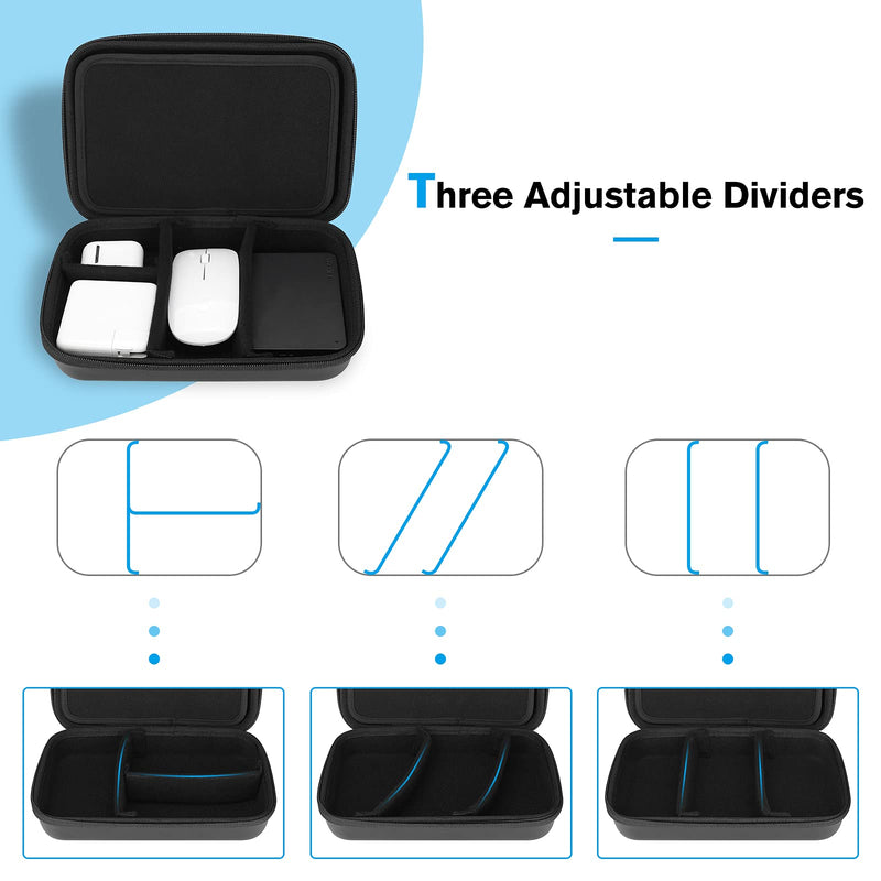 [Australia - AusPower] - ProCase Hard Travel Electronic Organizer Case for MacBook Power Adapter Chargers Cables Power Bank Apple Magic Mouse Apple Pencil USB Flash Disk SD Card Small Portable Accessories Bag -Black Black 