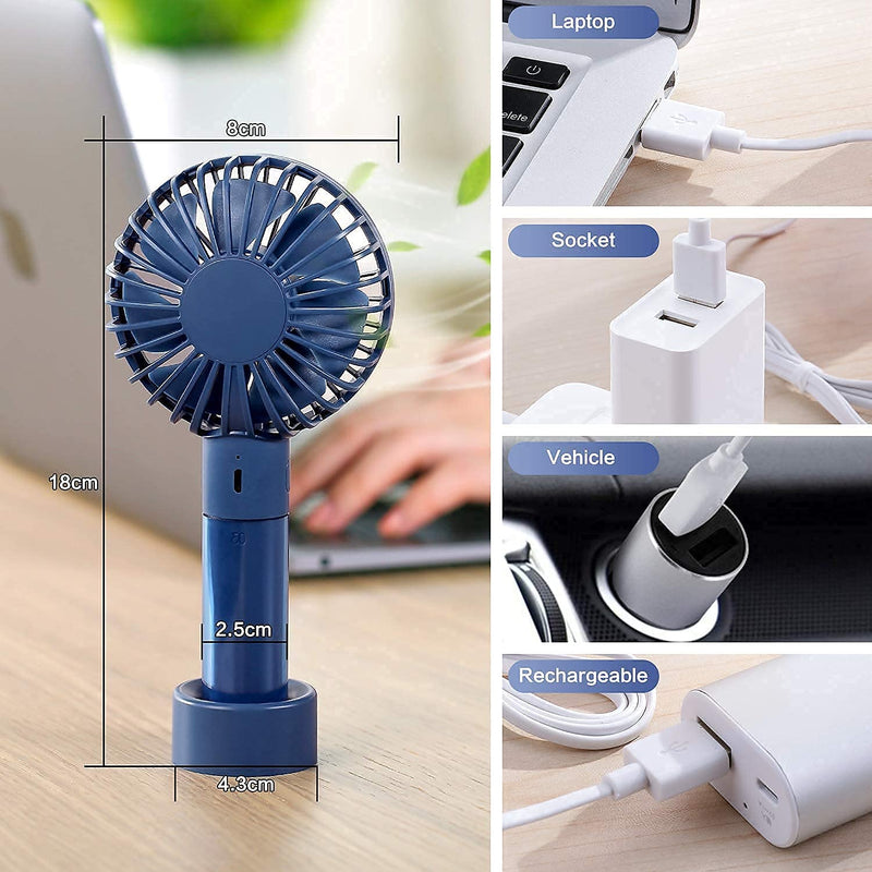 [Australia - AusPower] - SmartDevil 2 Pack Fans Bundle,Handheld Fan and Small Personal USB Desk Fan Combine,Mini Personal Fan with 1200mAh Rechargeable Battery,Strong Wind,Quiet Operation For Home,Travel,Office,Camping 