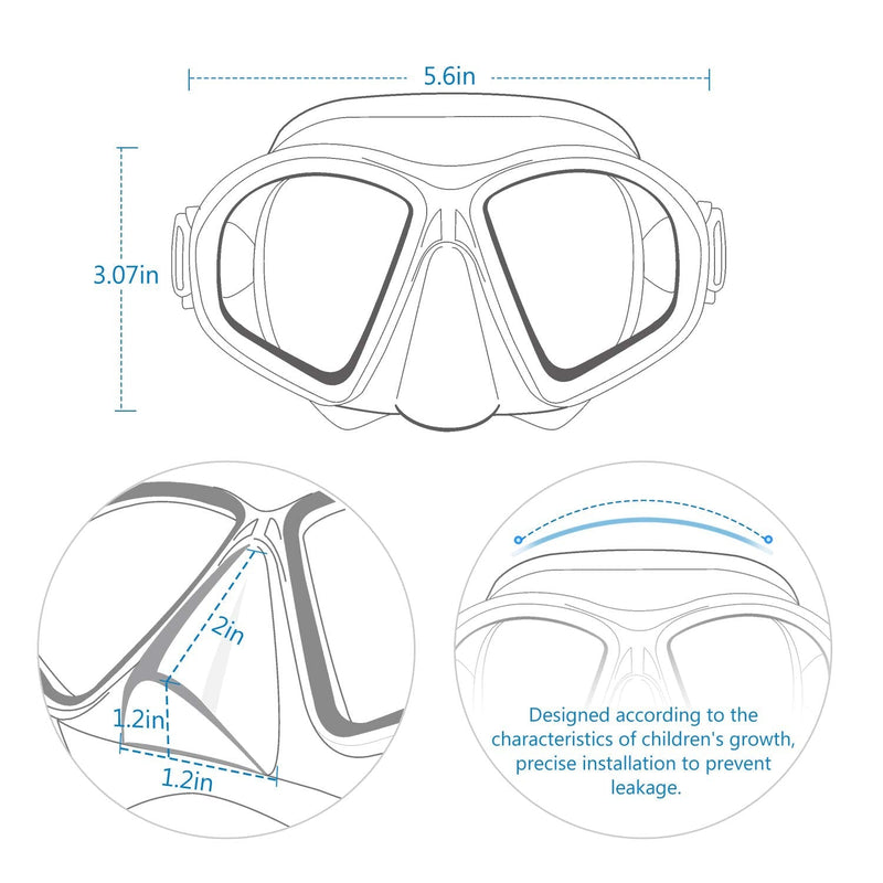 [Australia - AusPower] - Supertrip Kids Snorkel Mask-Scuba Diving Goggles Anti-Leak Snorkeling Freediving Mask Easybreath Tempered Glass Professional Swimming Gear for Youth Boys and Girls White blue 