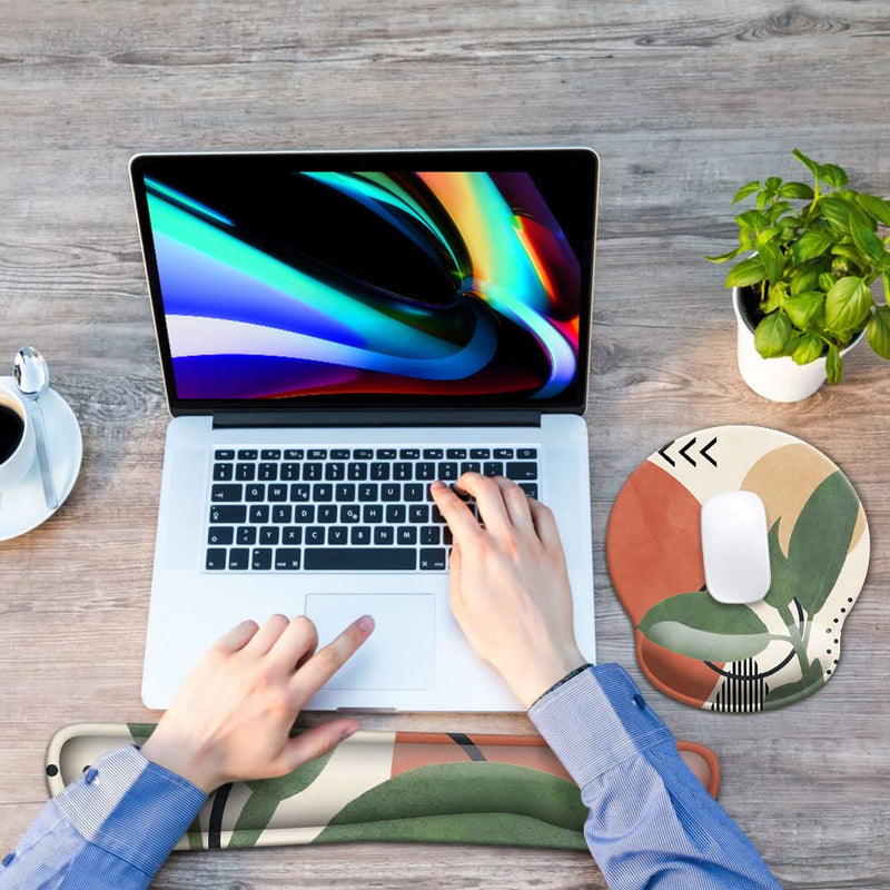 [Australia - AusPower] - Keyboard Wrist Rest and Mouse Wrist Rest Pad, Made of Memory Foam, Ergonomic Support, Easy Typing and Relieve Wrist Pain, Perfect for Gaming, Computer, Office, Laptop,Modern Abstract Modern Abstract 
