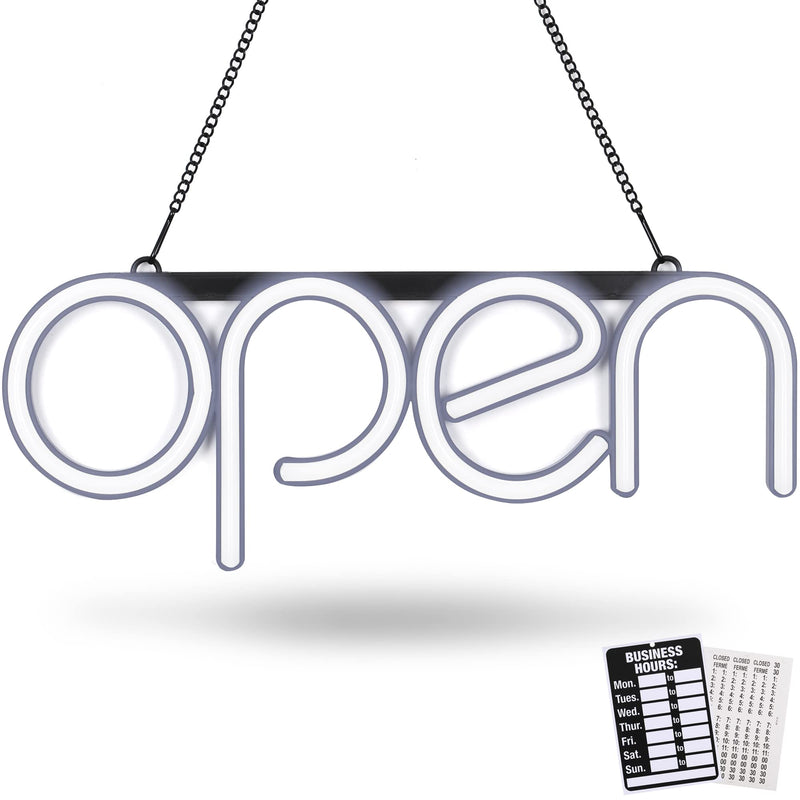 [Australia - AusPower] - LED Neon Open Sign Light. Perfect to Advertise Storefront, Business, Office, Shop and Restaurant. Ultra Bright White Designer Color. Custom Built, Elegant Window Display horizontal 