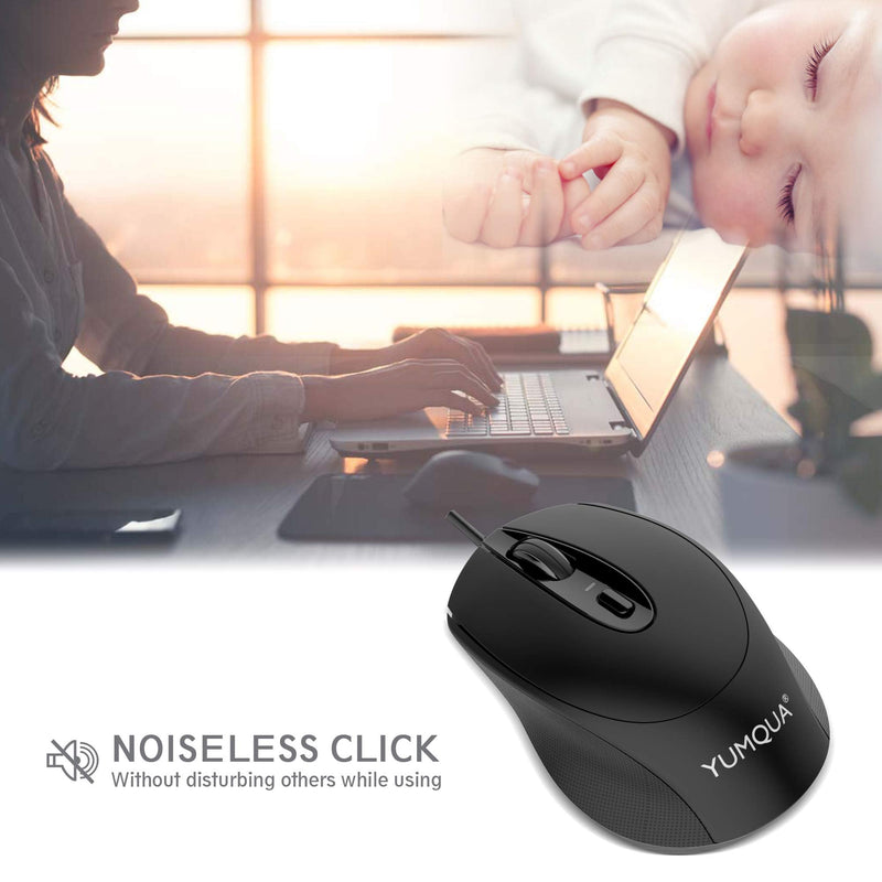 [Australia - AusPower] - YUMQUA G222 Silent Computer Mouse Wired 2 Pack, Home & Office Optical USB Mouse, 800/1200 DPI Corded Mouse for Laptop Desktop Computer PC Chromebook 