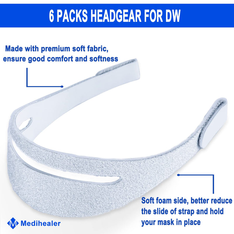 [Australia - AusPower] - 6 Packs Headgears for D.r.e.a.m.W.e.a.r(Original Version) - 6 Packs Headgear Straps to Well Reduce Strap Slip-Off and Great Comfort & Softness, Great Value Kit Long Term Supplies by Medihealer. 