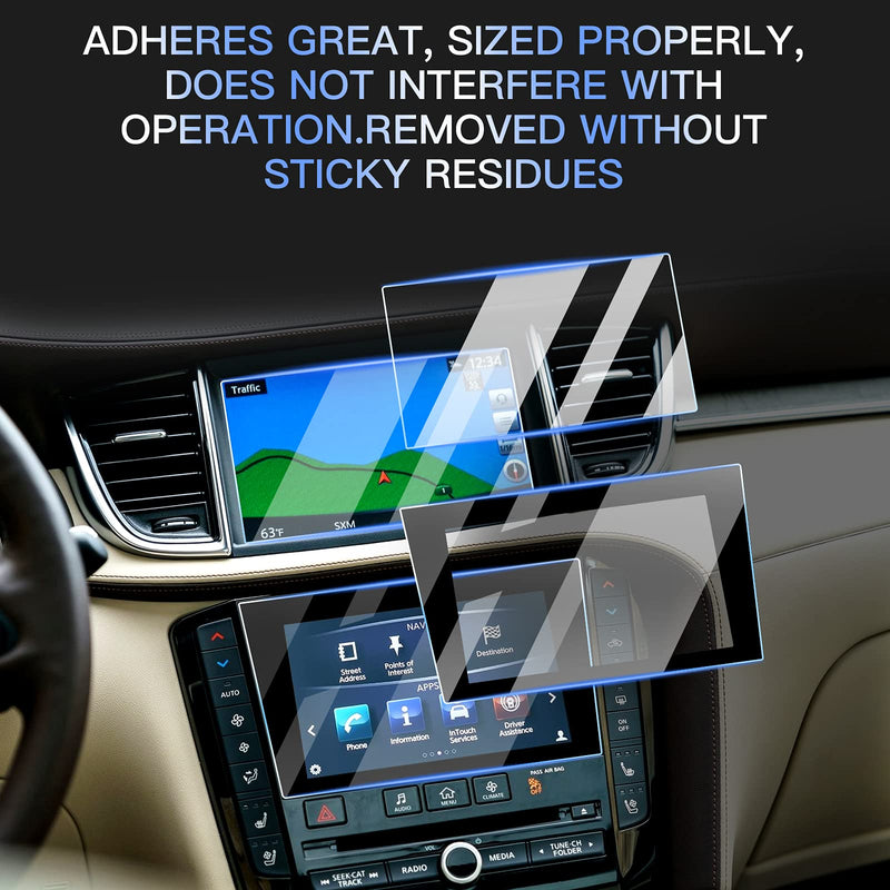 [Australia - AusPower] - Glass Screen Protector for 2014-2020 I*nfiniti Q50 2017-2020 I*nfiniti Q60 Interior Accessories Infotainment Display Screen Protector Foils Tempered Glass 9H Anti-Scratch Navigation Center Control Touchscreen Protective Film (Up Media + Down Touch) 