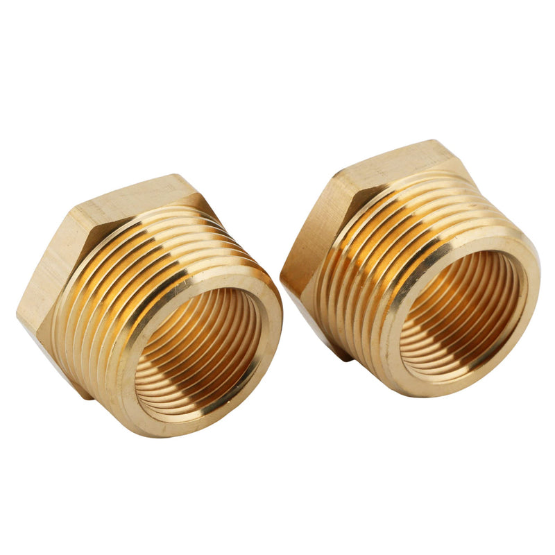 [Australia - AusPower] - U.S. Solid 2pcs Brass Reducer Hex Bushing Brass Threaded Pipe Fitting (1" NPT Male x 3/4" NPT Female) 1" NPT Male x 3/4" NPT Female 