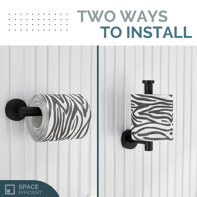 [Australia - AusPower] - Round Single Towel Hook Bundle with Toilet Paper Holder (Matte Black) 