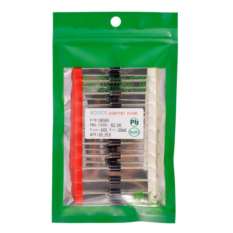[Australia - AusPower] - BOJACK SR560 (SB560) Schottky Barrier Rectifier Diodes 5A 60V DO-201AD 5 Amp 60 Volt Axial Diodes(Pack of 30 Pcs) 