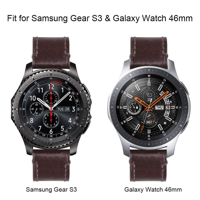 [Australia - AusPower] - SWEES Leather Bands Compatible for Galaxy Watch 3 45mm & Gear S3 Frontier & Classic and Galaxy Watch 46mm, Genuine Leather 22mm Strap Replacement Wristband for Samsung Gear S3 Smartwatch, Brown Coffee 
