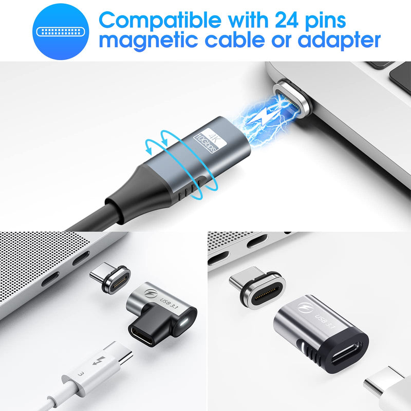 [Australia - AusPower] - 1-Pack Straight USB C Magnetic Adapter + 3-Pack 24pins Magnetic USB C Connector Tips Head 