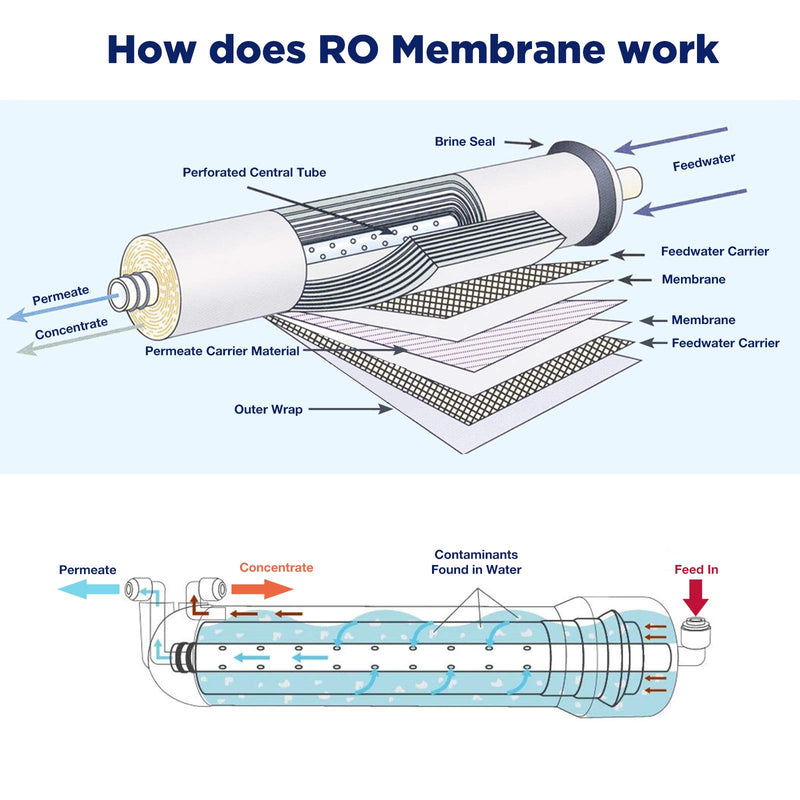 [Australia - AusPower] - Membrane Solutions Reverse Osmosis Membrane 50 GPD 11.75"x1.75" RO Membrane Water Filter Replacement Fits Under Sink RO Drinking Water Purifier System 1-Pack 50G 