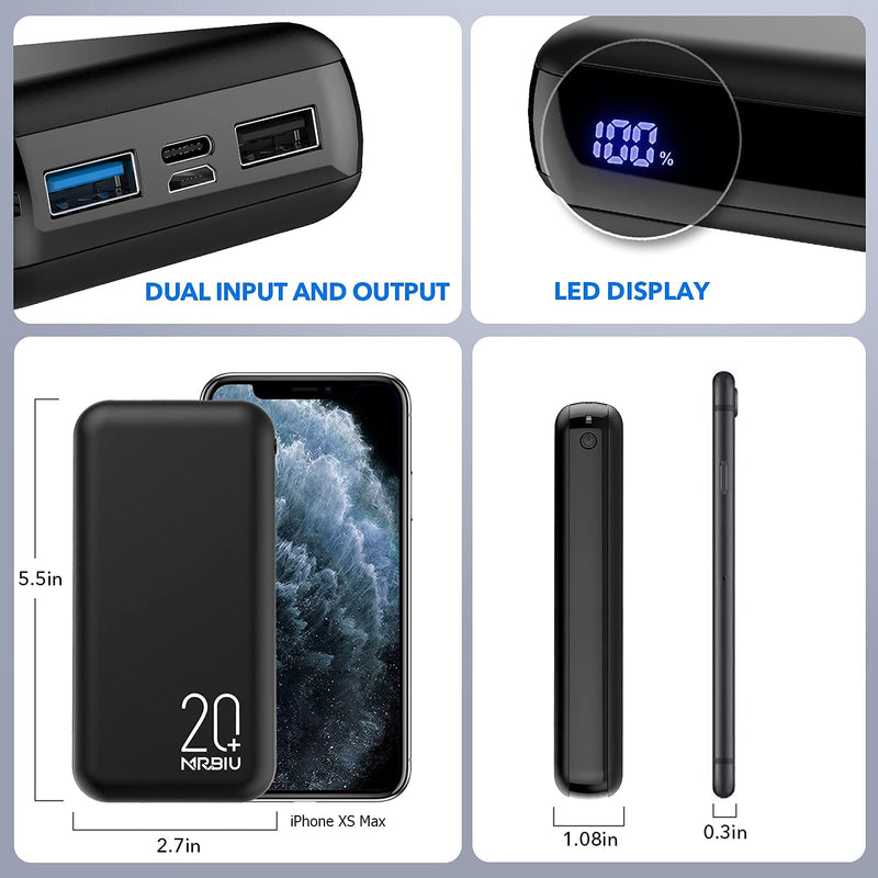 [Australia - AusPower] - MRBIU Portable Charger Power Bank, High-Capacity 26800mAh Dual Outputs Phone Charger, LCD Display 5V 2A Battery Pack Compatible with iPhone, Android,Heated Vest,Heated Jacket etc 