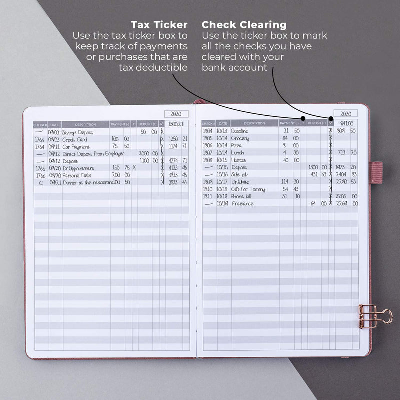 [Australia - AusPower] - Clever Fox Check Register – Deluxe Checkbook Log with Check & Transaction Registers, Bank Account Register Booklets for Personal and Work Use, A5 Hardcover - Rose Gold A5 (5.8'' x 8.3'') 
