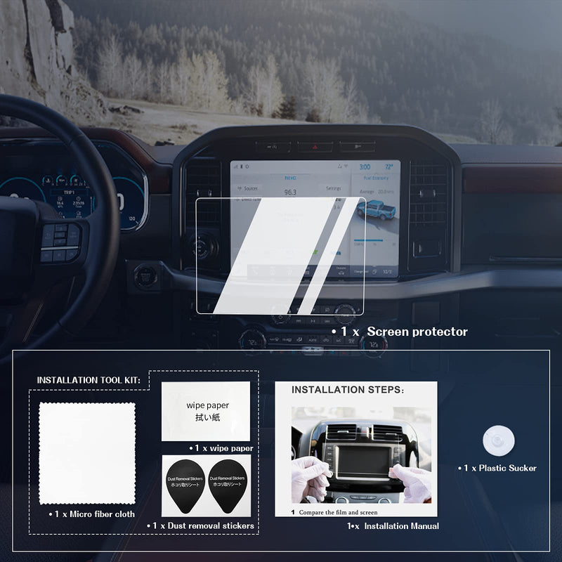 [Australia - AusPower] - (Newest) BIXUAN 2021 F150 Accessories F150 2021 Screen Protector Foils for 2021 Updated F150 SYNC4 12In Navigation Display Touch Screen 9H Hardness Glass Screen Protective Film High Clarity 