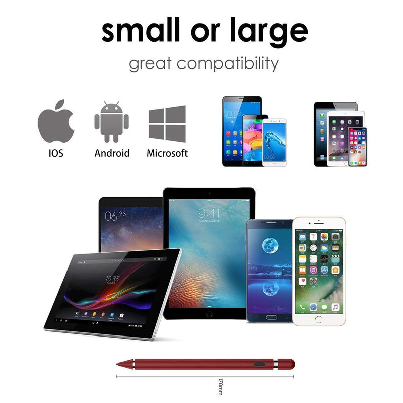 [Australia - AusPower] - Stylus Pens for Touch Screens,Stylus Pencil Compatible for Apple,Active Pencil Smart Digital Pens Fine Point Stylist Compatible with iPhone iPad Pro Air Mini and Other Tablets (Red) Red 