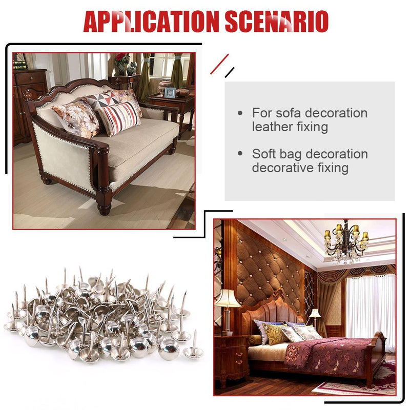 [Australia - AusPower] - Hilitchi 200-Pieces 7/16''(11mm) Silver Antique Tacks Nail Pins Upholstery Nail Tacks Furniture Thumb Tack Pins Assortment Kit (Silver) 
