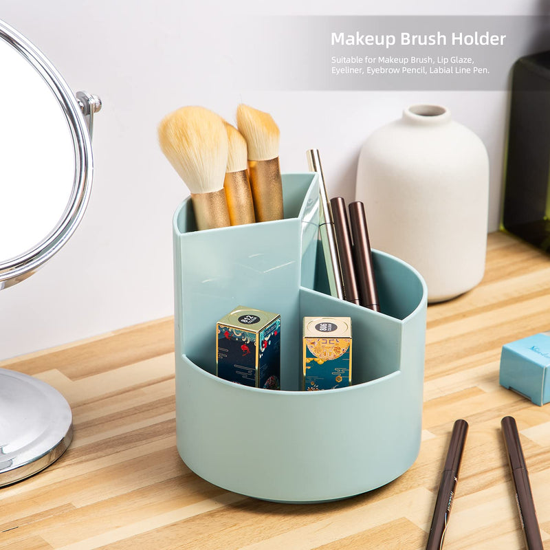 [Australia - AusPower] - Desk Pencil Pen Holder, 3 Slots 360-Degree Spinning Pencil Pen Desk Organizers, Desktop Storage Pen Organizers Stationery Supplies, Cute Pencil Cup Pot for Office, School, Art Supply, Kids - Blue 