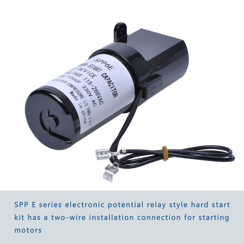 [Australia - AusPower] - SPP6E Hard Start Capacitor,E Series Electronic Potential Relay Style Hard Start Kit-1/2-3 Horsepower Range, 88-106F 