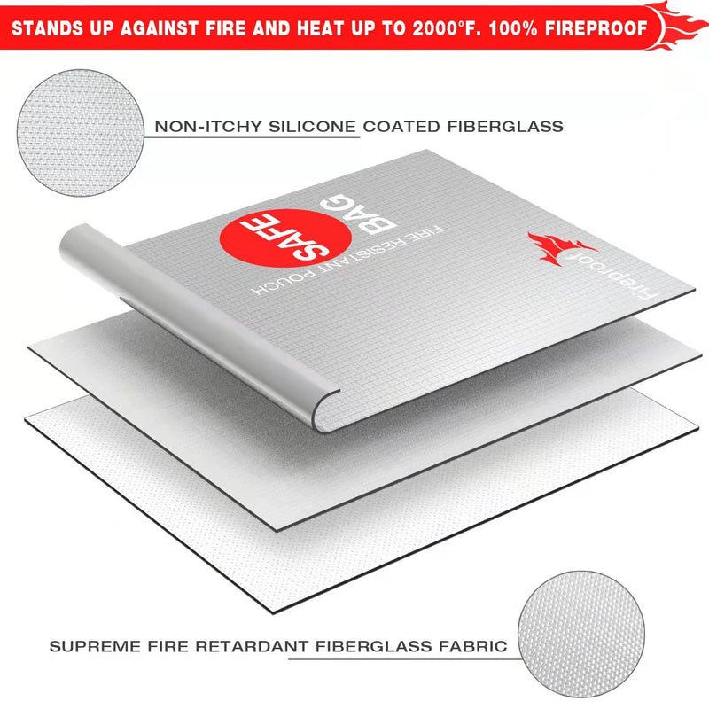 [Australia - AusPower] - COLCASE Fireproof Document Bag (2000 ℉ )15 x 11 Inches Silicone Coated Fireproof and Waterproof Money Bag Fireproof Safe Storage for Money , Documents , Jewelry and Passport 