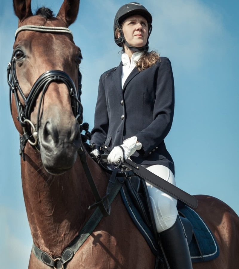 [Australia - AusPower] - Ueemph 18 inch Riding Crop for Horses,Black Leather Paddle,Super Durable Rug Paddles,Equestrianism Crops 