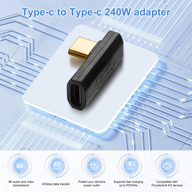 [Australia - AusPower] - YoungSelly 4 Pack USB C Adapter Connector, Supports Thunderbolt 4/3, USB4/3, PD 240W Fast Charging, 40Gb/s Data Transfer, 8K Video Output, Compatible with Most USB C Devices. (Elbow). 4 pack Elbow 
