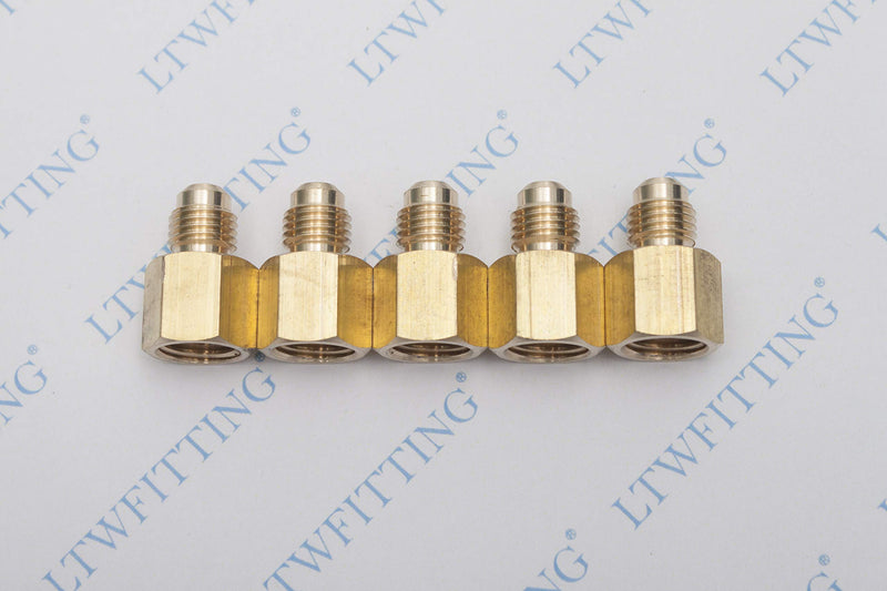 [Australia - AusPower] - LTWFITTING Brass Flare 1/4" OD x 1/4" Female NPT Female Connector Tube Fitting(Pack of 5) 