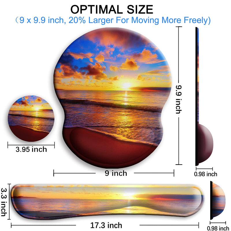 [Australia - AusPower] - Mouse Pad and Keyboard Wrist Rest Support, with Non-Slip PU Base,Gel Mouse Pad with Coaster,Pain Relief for Gaming, Computer,Office -Sunset Beach B-Sunset Beach 